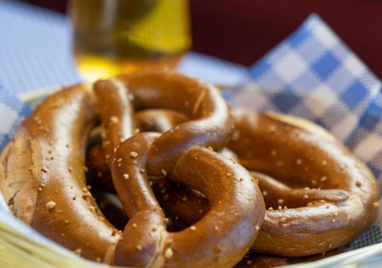 Soft pretzels in a basket