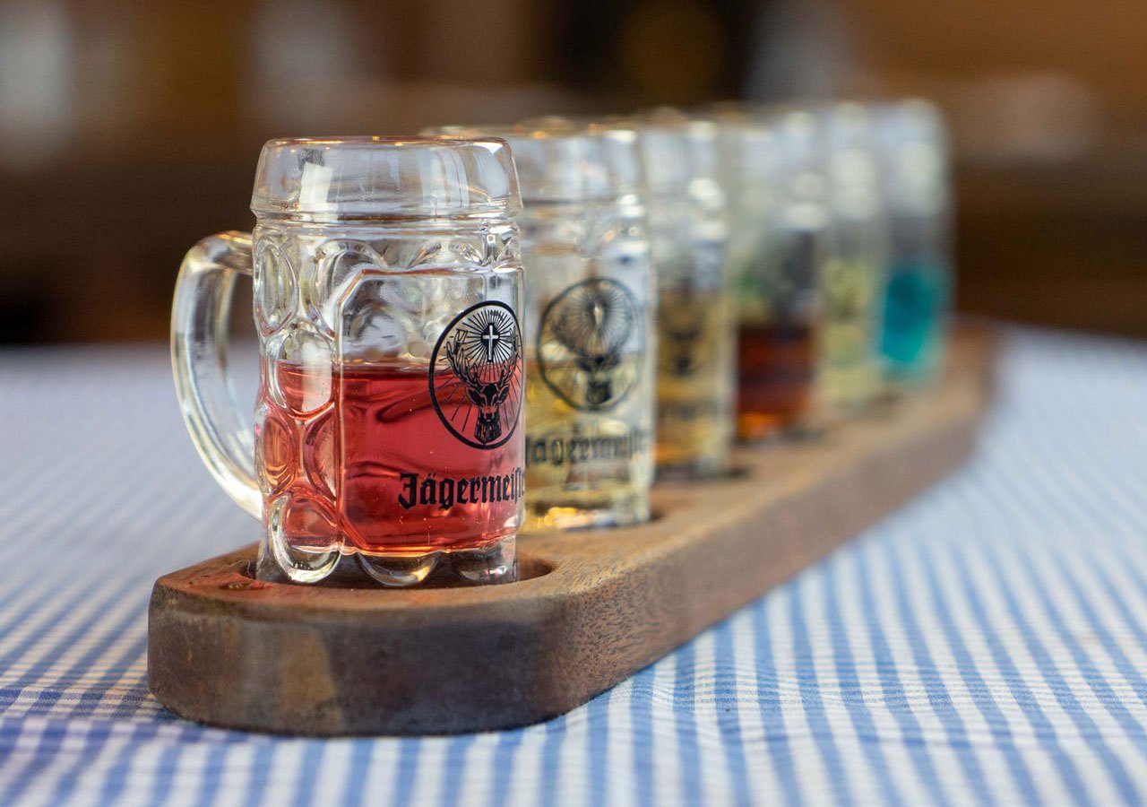 Schnapps glasses on a paddle